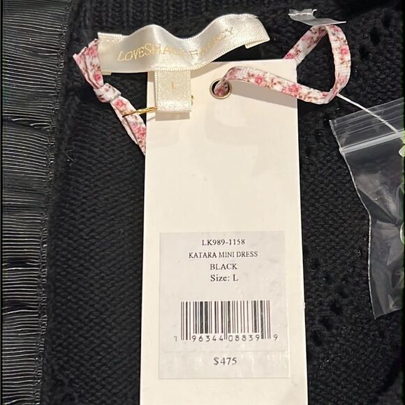 NWT LoveShackFancy KATARA KNIT BLACK MINI DRESS Large - Picture 14 of 16